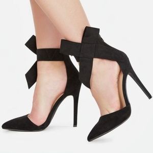 Faux Suede Bow Heels (JustFab)
